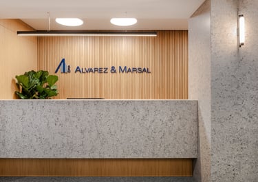 Entrance of the Alvarez & Marsal office project carried out by BRB Engineering srl