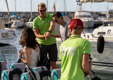 boarding the xpoint boat ilustration