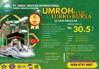 umroh plus turki 2025 reg bursa + kereta cepat