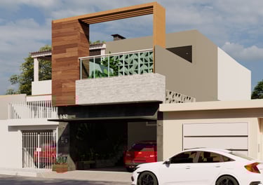 Fachada residencial reformada com elementos modernos em projeto de retrofit em São Paulo