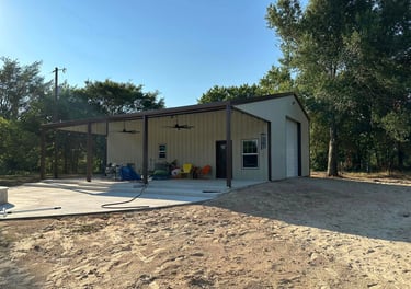 Black Metal Patio in Metal Shed