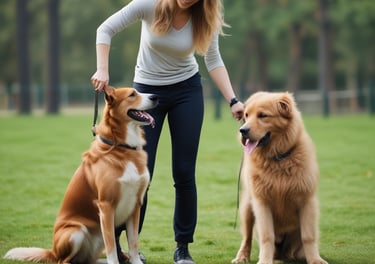 Dog trainer with dogs