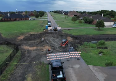 Road construction with equipment.