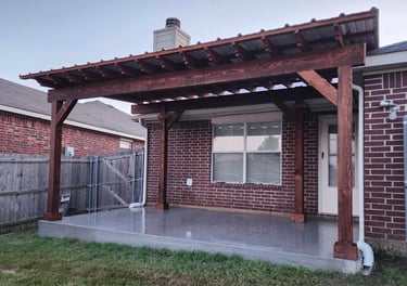 Red Wood Pergola in a Brick House