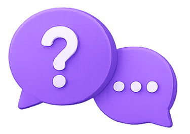 Purple question bubble illustration for MuleBuy spreadsheet FAQ for UK buyers