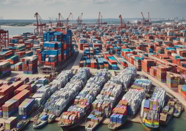 A collection of colorful recyclable plastics stacked for processing.