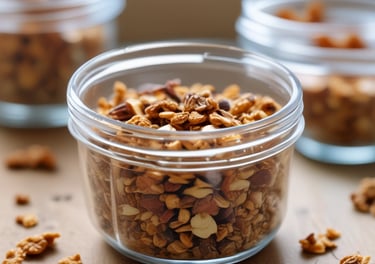 A close-up view of dried green herbs and leaves, showing a mix of finely chopped and crumbled pieces with a textured and natural appearance.