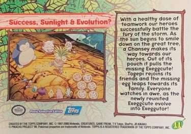 11 Success, Sunligth & Evolution ? Topps Pokémon The Movie 2000 back
