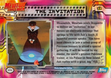 13 The Invitation Topps Pokmon The First Movie back