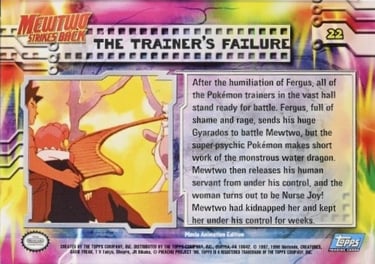 22 The Trainer's Failure Topps Pokémon The First Movie back