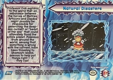 37 Natural Disasters Topps Pokémon The Movie 2000 back