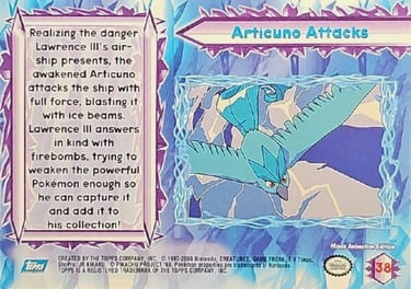 38 Articuno Attacks Topps Pokémon The Movie 2000 back