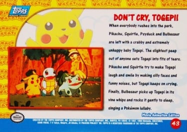 43 Don't Cry, Togepi! Topps Pokémon The First Movie back