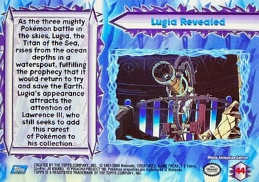 44 Lugia Revealed Topps Pokémon The Movie 2000 back