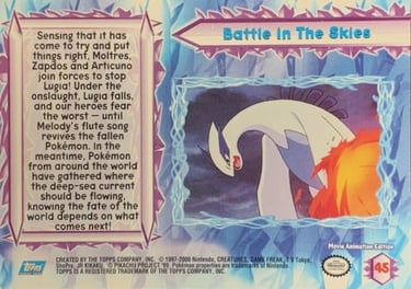 45 Battle in The Skies Topps Pokémon The Movie 2000 back