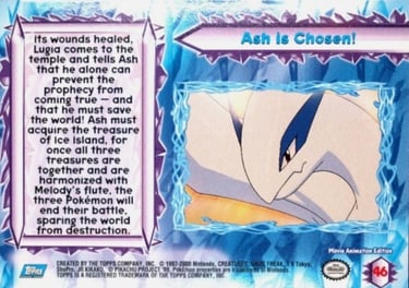 46 Ash is Chosen! Topps Pokémon The Movie 2000 back