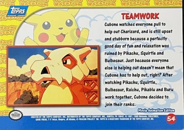 54 Teamwork Topps Pokémon The First Movie back