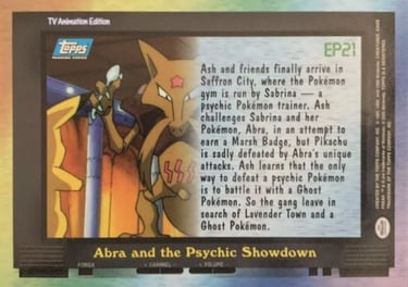 EP21 Abra and the Psychic Showdown Topps Pokémon series 2 US back