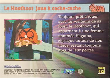 Snaps10 Le hoothoot joue à chache-cache topps série 3 Jotho