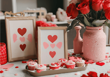 Valentine's Day Cards, Heart-Shaped Balloons, Scented Candles, Stuffed Animals, Garlands, 