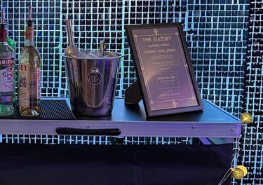 Mobile cocktail bar setup for weddings and private events