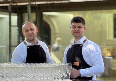Nicolae Morari and Rares Tom Pasare team behind The Aproned Mixologist event bar service