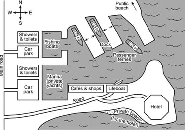 IELTS writing task 1 map