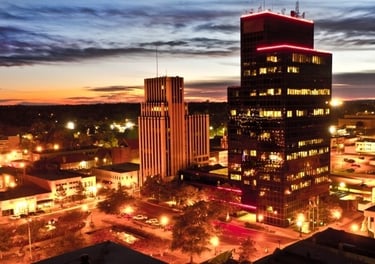 Tyler City Aerial View at Night