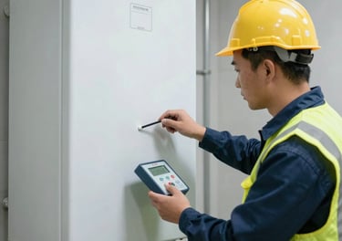 a man riding a skateboard down a street next to tall buildings