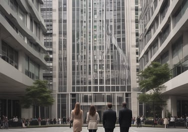 A collaborative workspace with people brainstorming ideas.