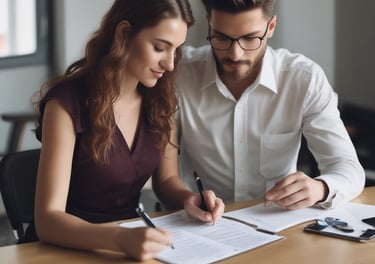 A collaborative workspace with people brainstorming ideas.