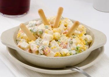 a bowl of food with a fork and spoon