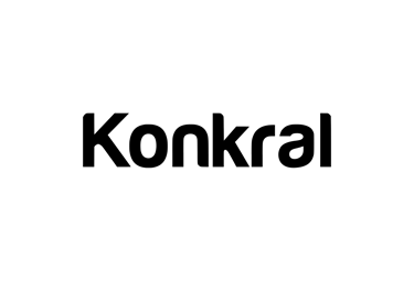 Minimalist black Konkral wordmark logo on a white background for brand identity.