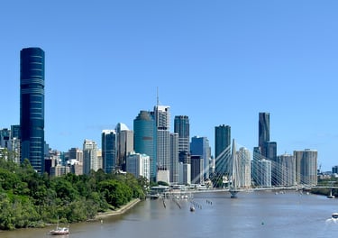 Brisbane CBD, Kangaroo Point Bridge seen from Kangaroo Point, Brisbane, 2024