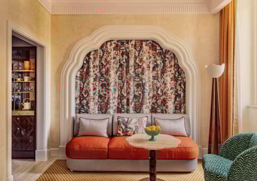 Lounge area with custom furnishings for the Hotel Casa Monti hospitality project by BRB Engineering 