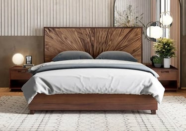 King Queen size wooden bed with classic mattress and bed sheet