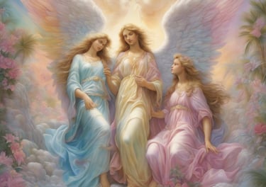une peinture d'anges dans le ciel