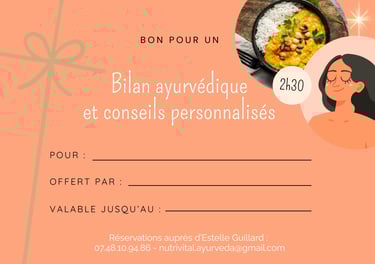 Carte cadeau bilan-ayurvedique-conseils-personnalisés-alimentation-hygiène-vie