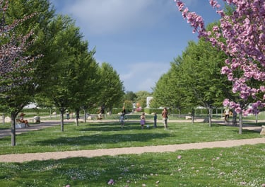 aménagement paysager et bassin du lotissement Domaine du Parc