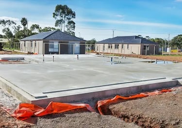 Freshly poured house foundation by West Linn Concrete