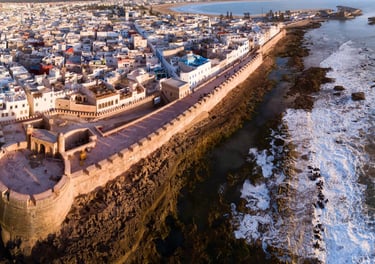a large castle like structure with a long wall