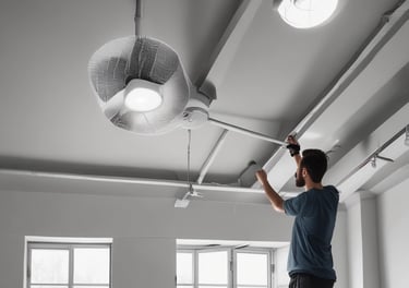 A field of solar panels arranged in rows under a clear blue sky, capturing sunlight to convert into energy. The panels are mounted on metal structures above a grassy area.
