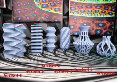 a group of vases with vases and vases