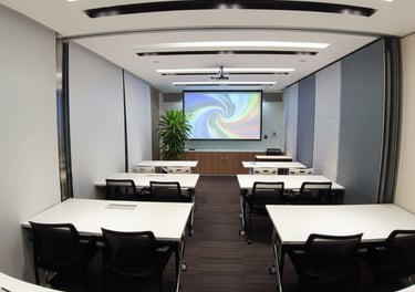 a conference room with a projector screen and a projector in Kwun Tong Hong Kong to rent by hour 