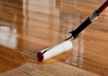 Clear coat of finish, natural color hardwood floors. Wood floor refinishers near me.