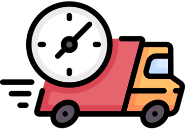 a truck with a clock on it's side