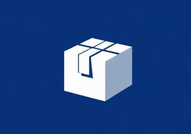 White delivery package icon on a blue background representing shipping and logistics services.