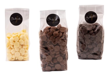 Callets wit, melk en pure chocolade