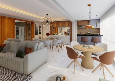 Sala de estar moderna com iluminação natural em apartamento em São Paulo - Morumbi