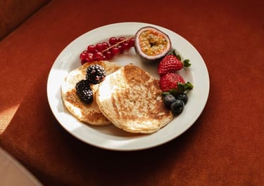 Pancakes Topped with Fresh Fruits
